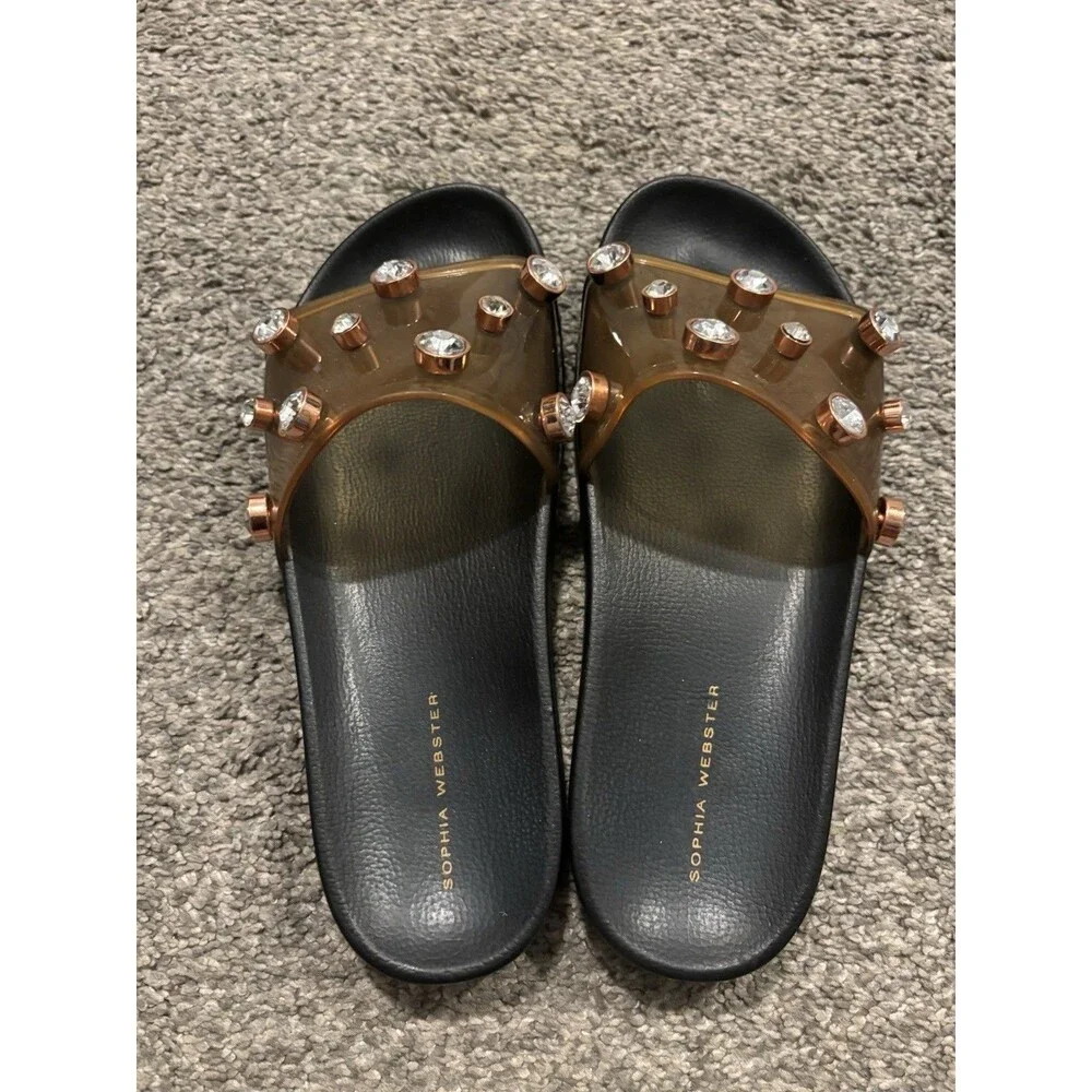 Sophia Webster Women's Dina Black Slide Embellished Sandal Shoes 38 US 7